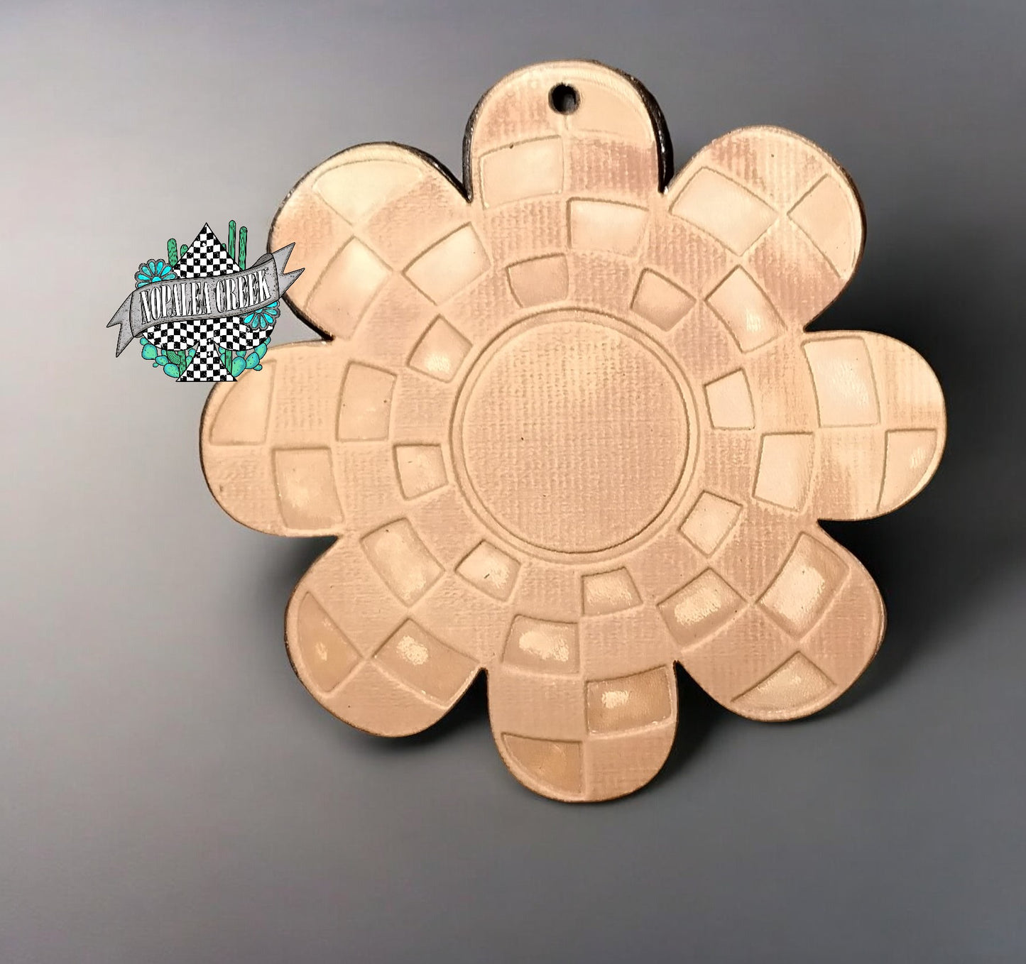 Checkered Flower Leather Charms (SET OF 4)