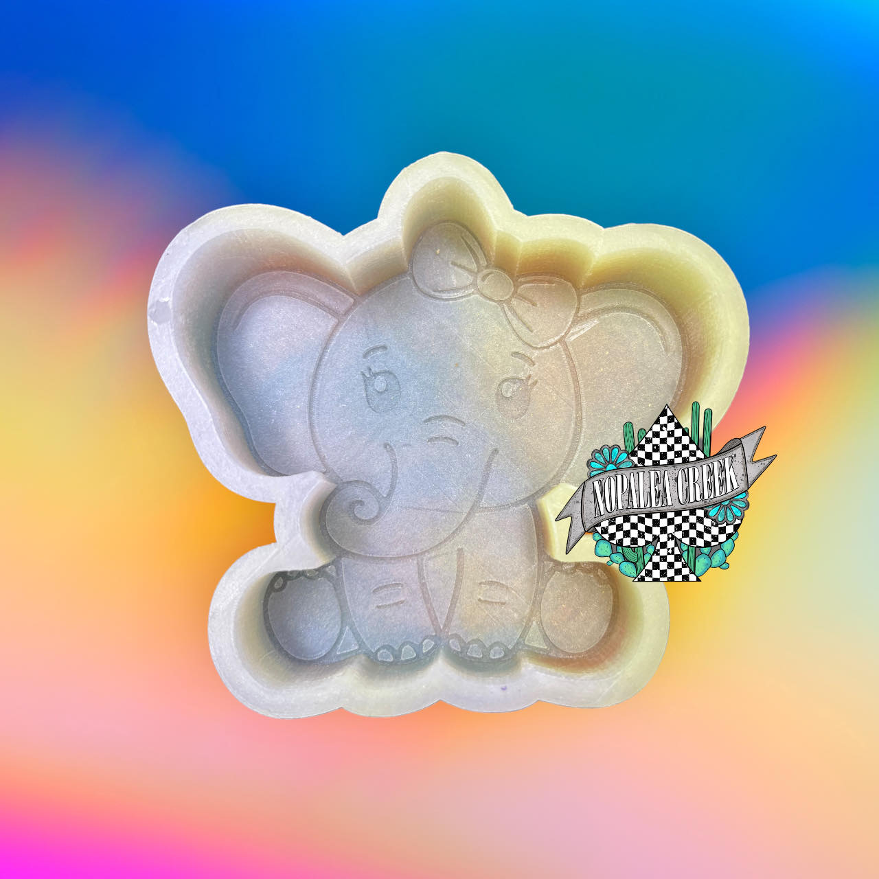 Elephant with Bow Silicone Mold