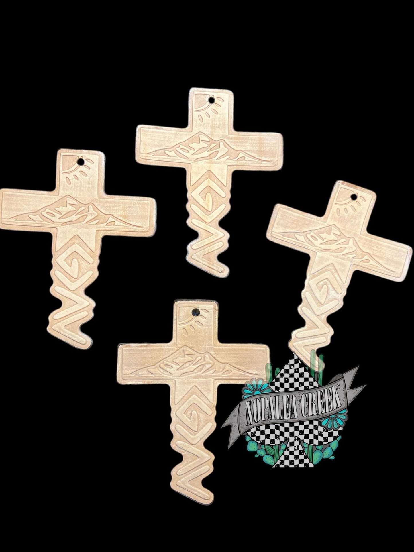 God is Great Cross Leather Charm (SET OF 4)