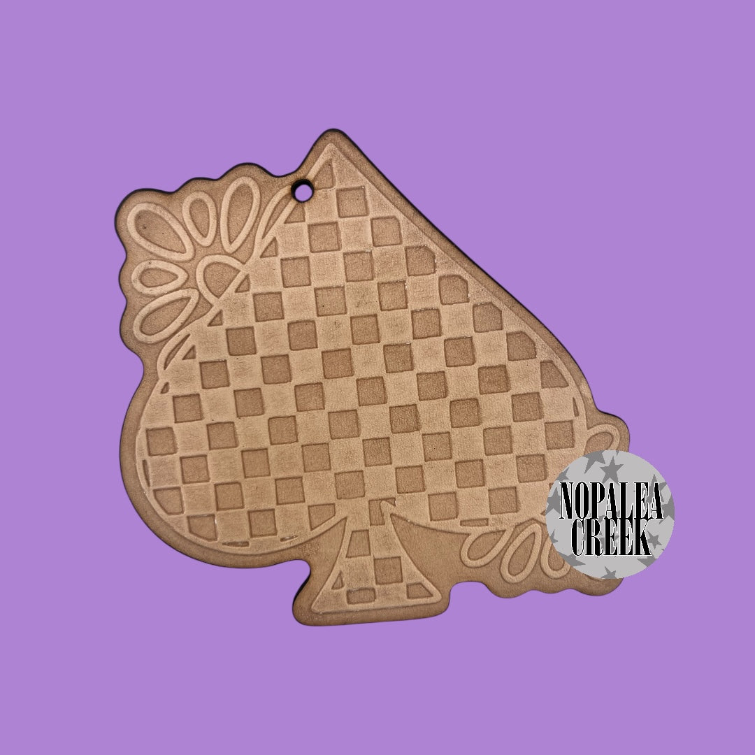 Western Checkered Spade Leather Charms (SET OF 4)