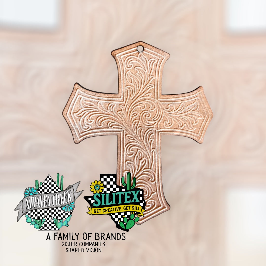 Tooled Cross Leather Charms (SET OF 4)