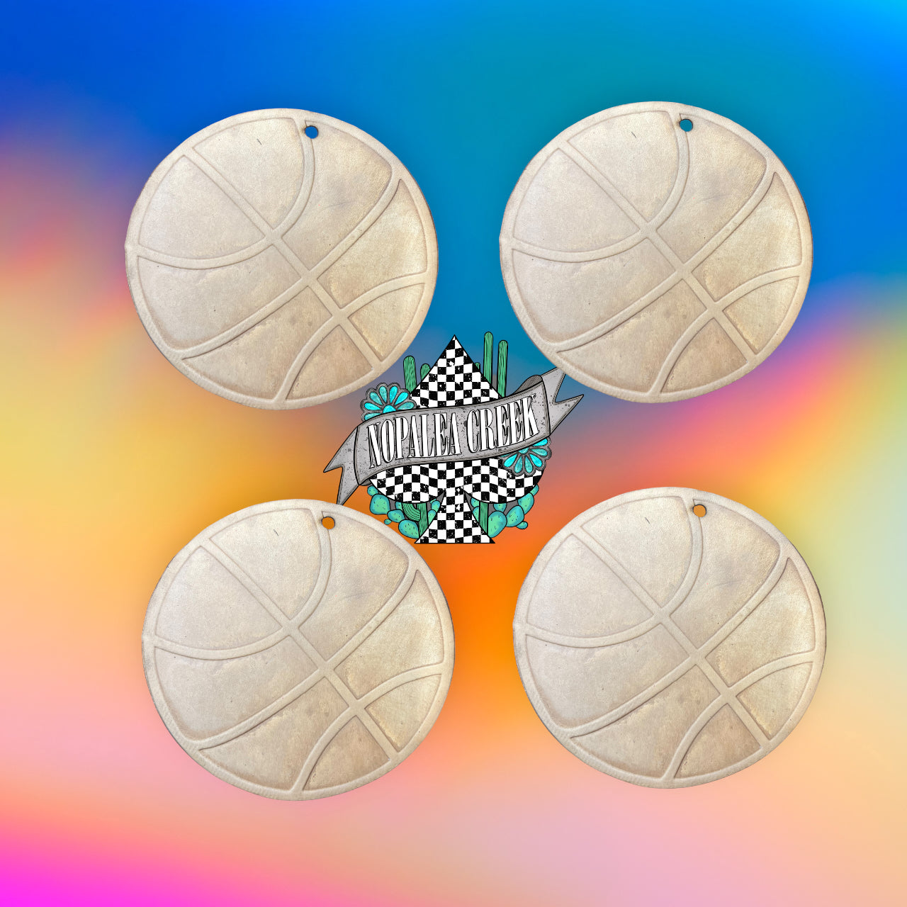 Simple Basketball Leather Charms (SET OF 4)