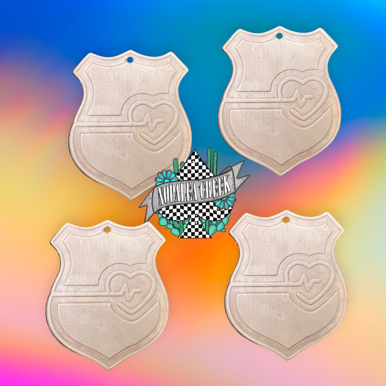 Beating Badge Leather Charms (SET OF 4)