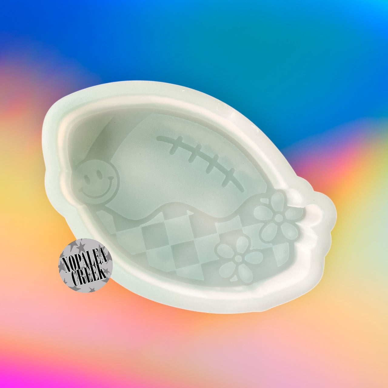 Checkered Groovy Football Silicone Mold