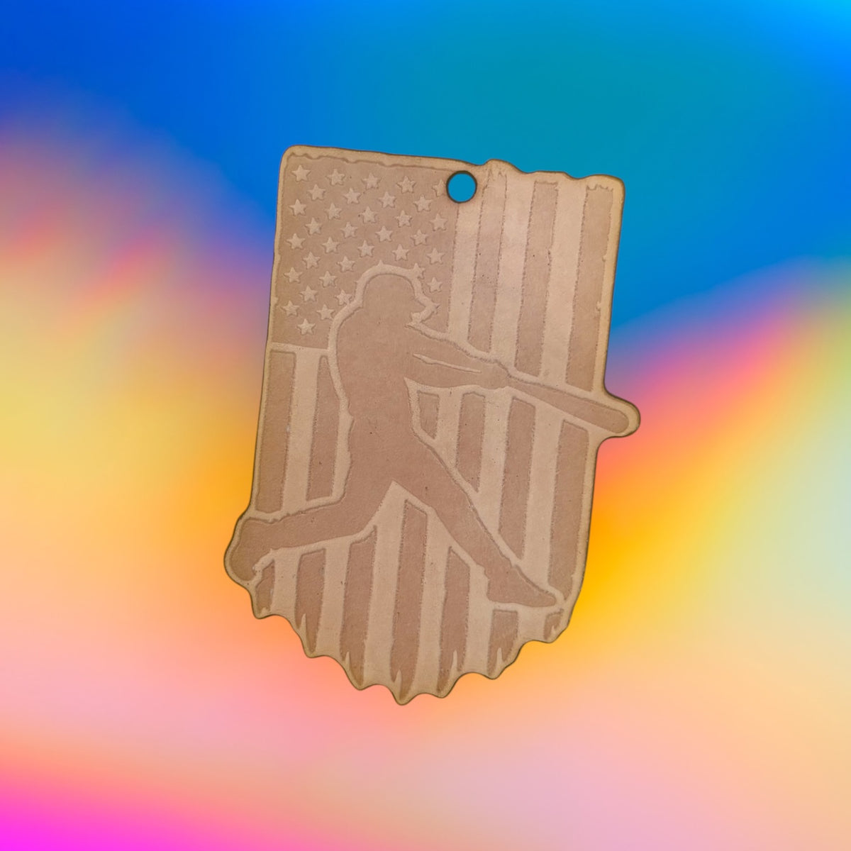Baseball USA Flag Leather Cutouts