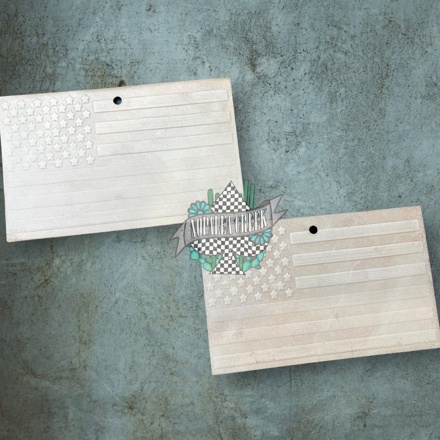 Rectangle USA Flag Leather Charms (SET OF 4)