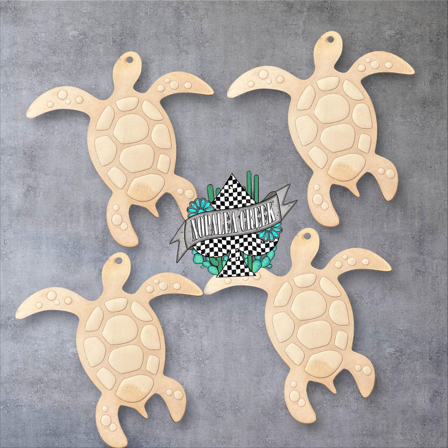 Simple Turtle Leather Charms (SET OF 4)