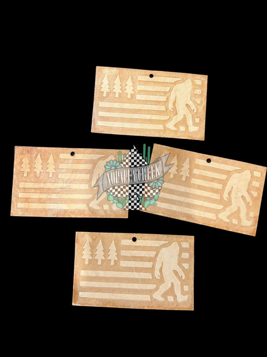 Sasquatch Flag Leather Charm (SET OF 4)