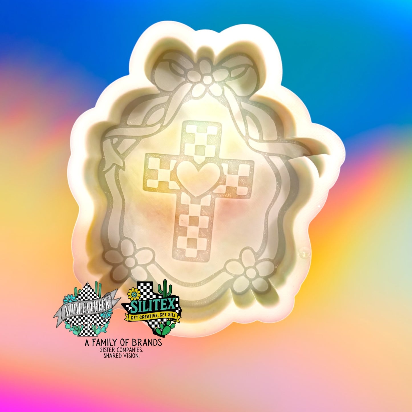Oval Checkered Cross Frame Silicone Mold