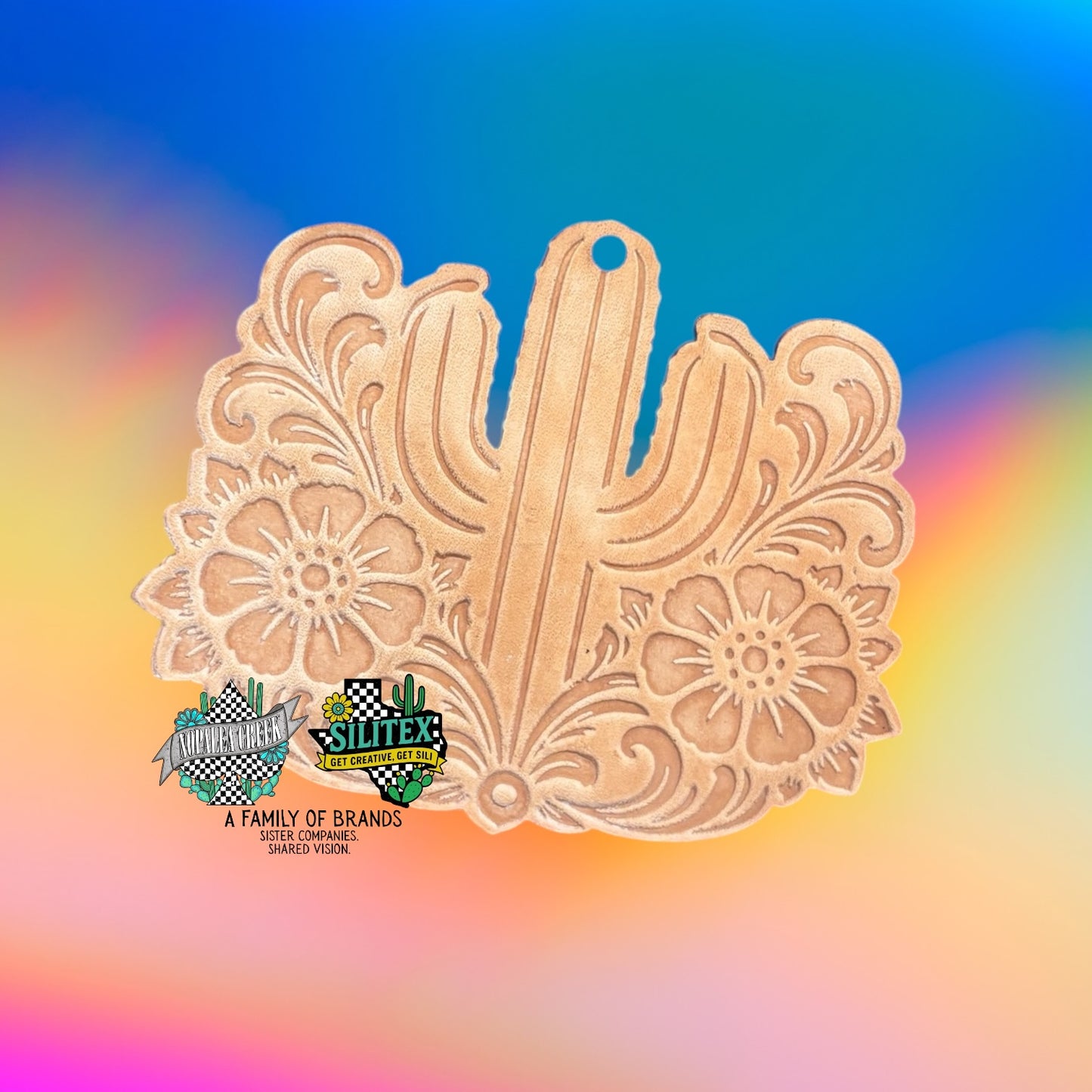 Cactus Bloom Crest Leather Cutouts
