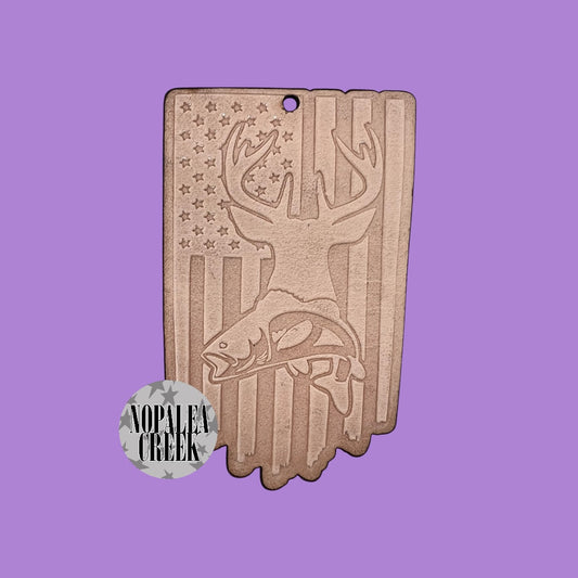 Fishing Deer USA Leather Charms (SET OF 4)