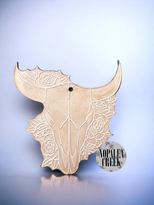 Cow Skull Floral Leather Charms (SET OF 4)