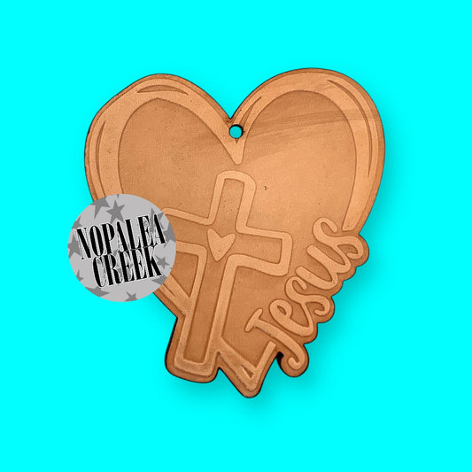 Jesus Cross and Heart Leather Charms (SET OF 4)