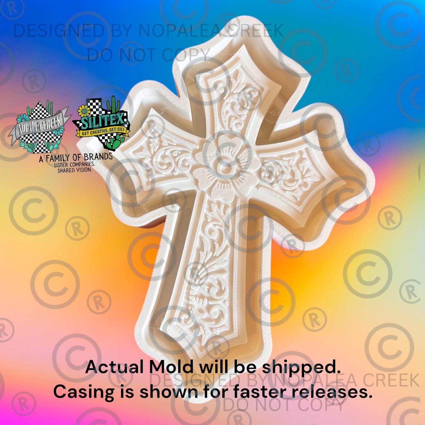Tooled Cross Floral Silicone Mold