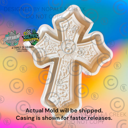 Tooled Cross Floral Silicone Mold