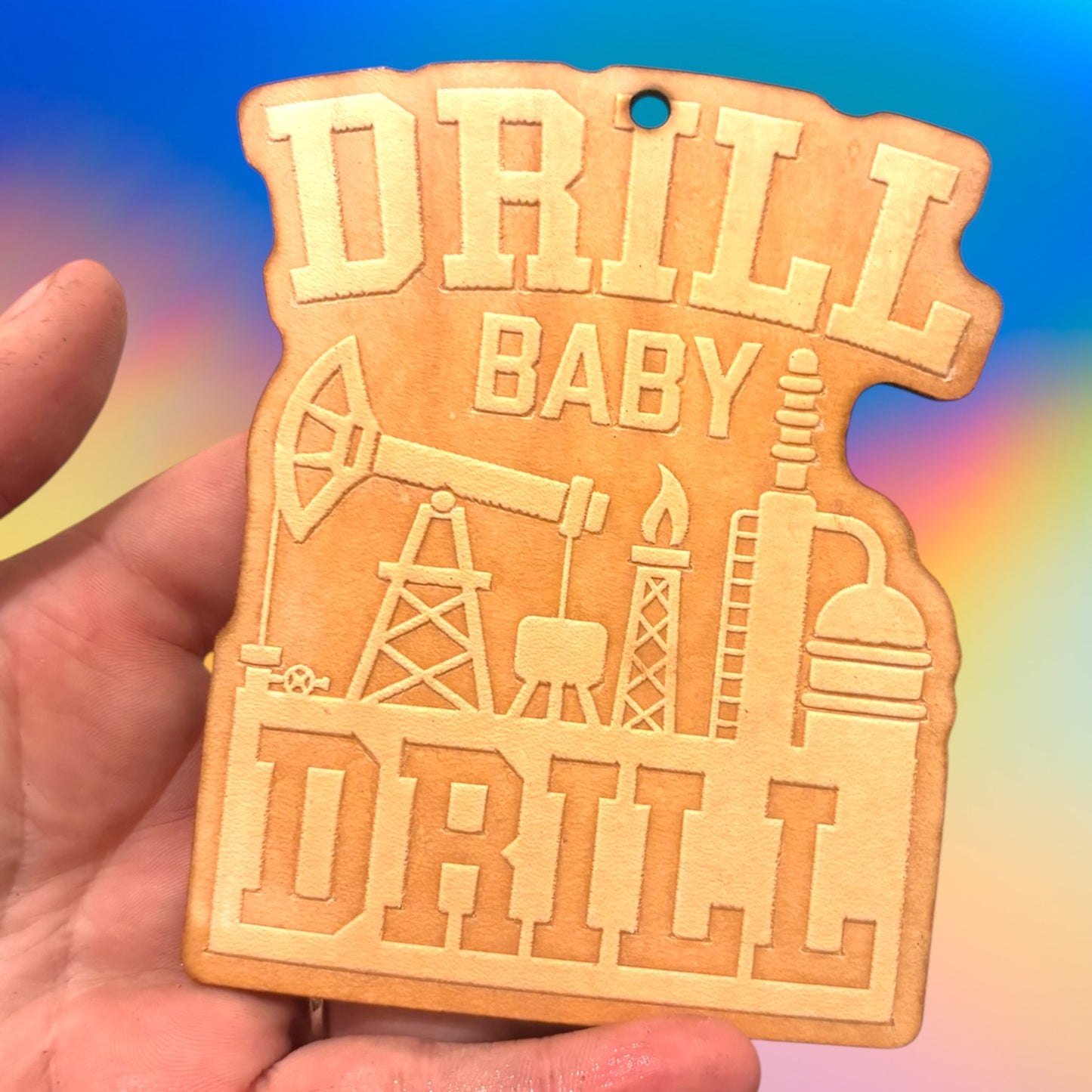 Drill Baby Drill Leather Cutouts