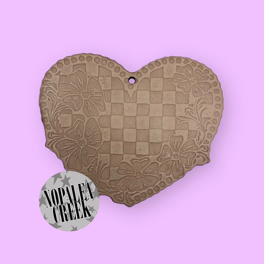 Checkered Tool Heart Leather Charms (SET OF 4)