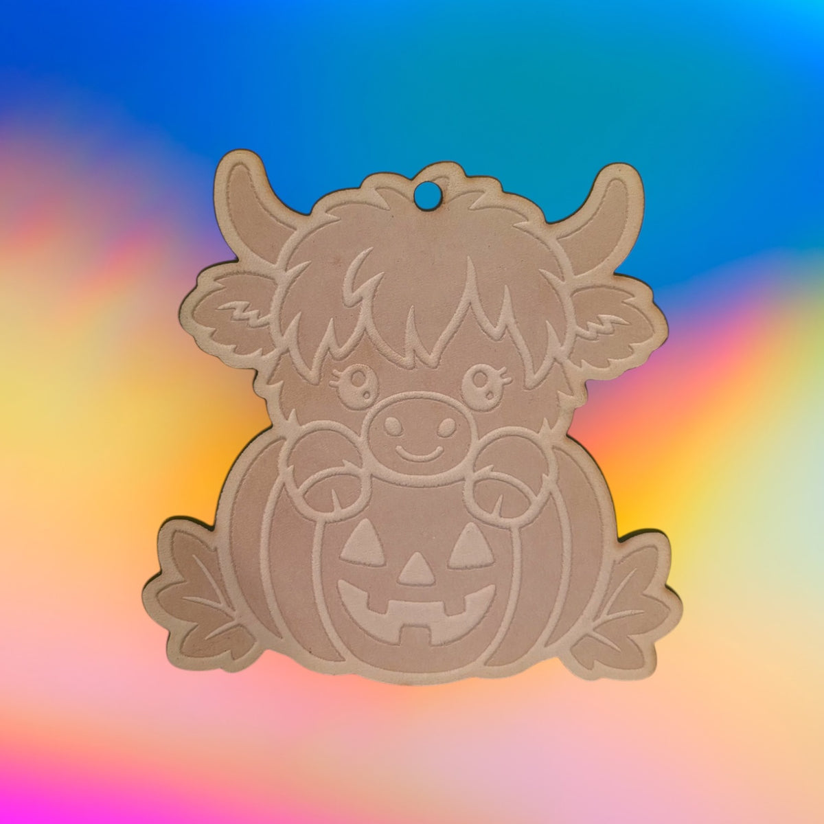 Pumpkin Bloom Highland Cow Leather Vent