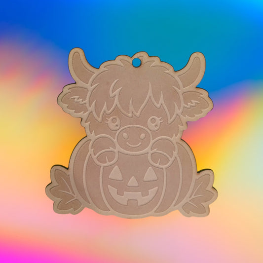 Pumpkin Bloom Highland Cow Leather Vent
