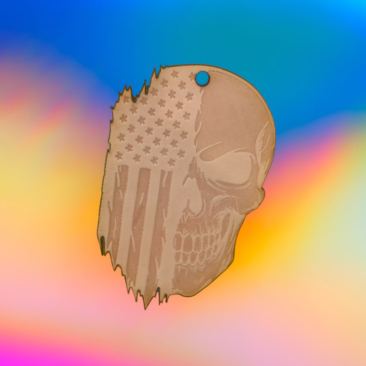 American Flag Skull Leather Vent