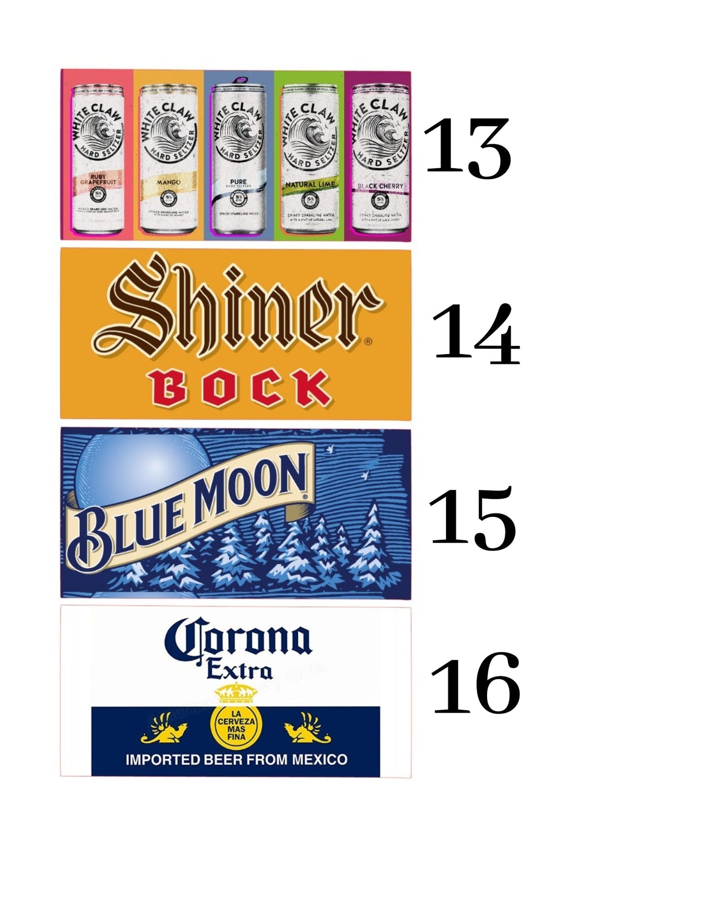 Beer Case Cardstock Listing (1) #1-16