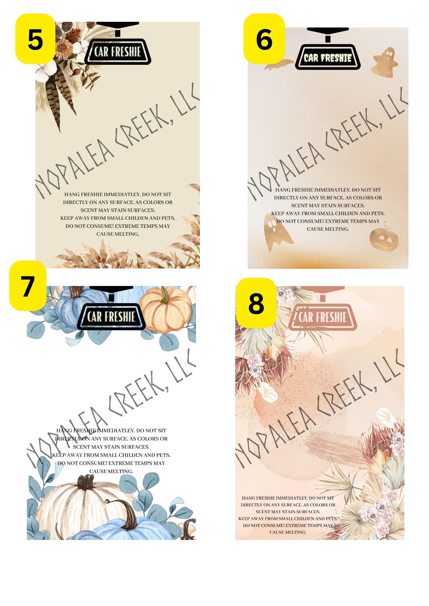 Freshie Bag Inserts #1-5