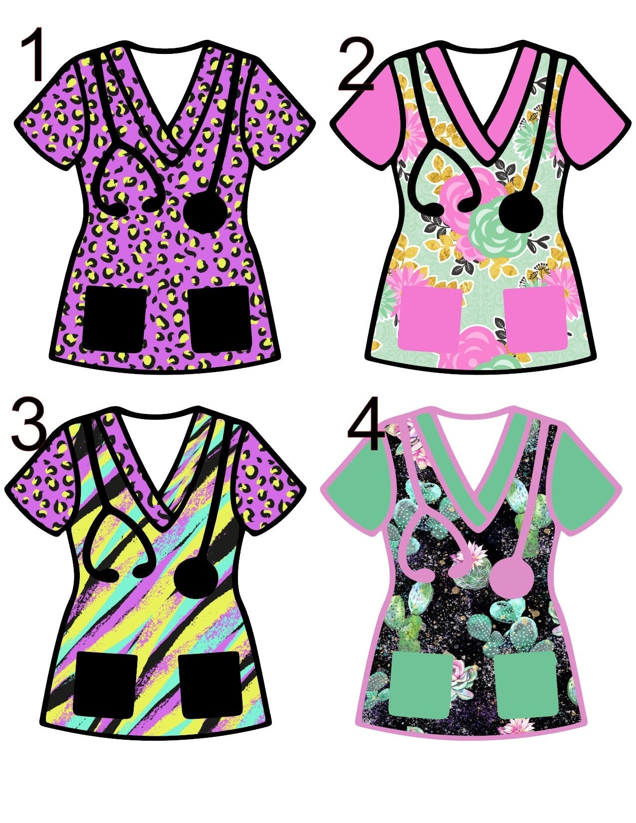 Scrub Top (1) Cardstock Listing